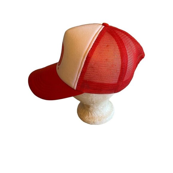 Vintage 1980s Pizza Hut White Red Foam Uniform Hat Cap Mesh back Adjustable - Picture 3 of 5